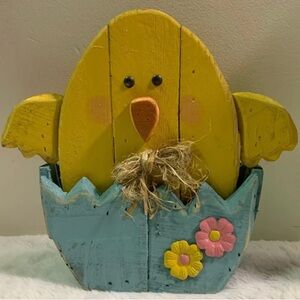 Yellow Chick in Blue Egg Decorative Accent - Rustic Spring Home Decor